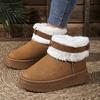 Foreign trade new large size plush thick-soled cotton shoes women's thickened color matching warm short snow boots
