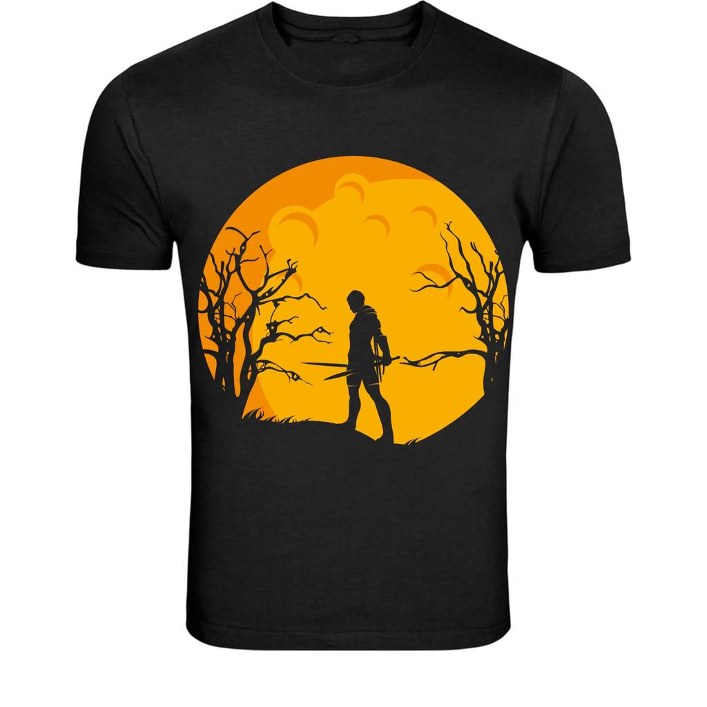 Warrior Sunset Silhouette T-Shirt - Samurai Style Fighter Graphic
