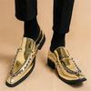 Britain Fashion New Mens Pointed Gold Rivet Casual Dress Homecoming Shoes Male Hip-hop Rock Punk Loafers Formal Wedding Footwear