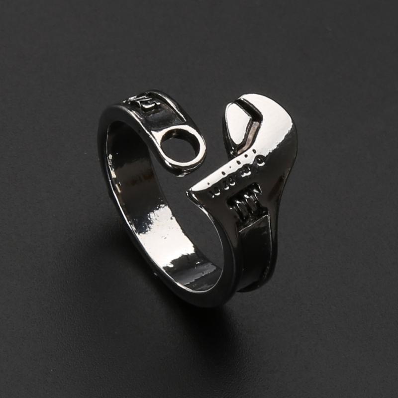Vintage Adjustable Rings Retro Wrench Rings Open Rings Wrench Finger Rings Wrench Adjustable Ring Alloy Material for Men