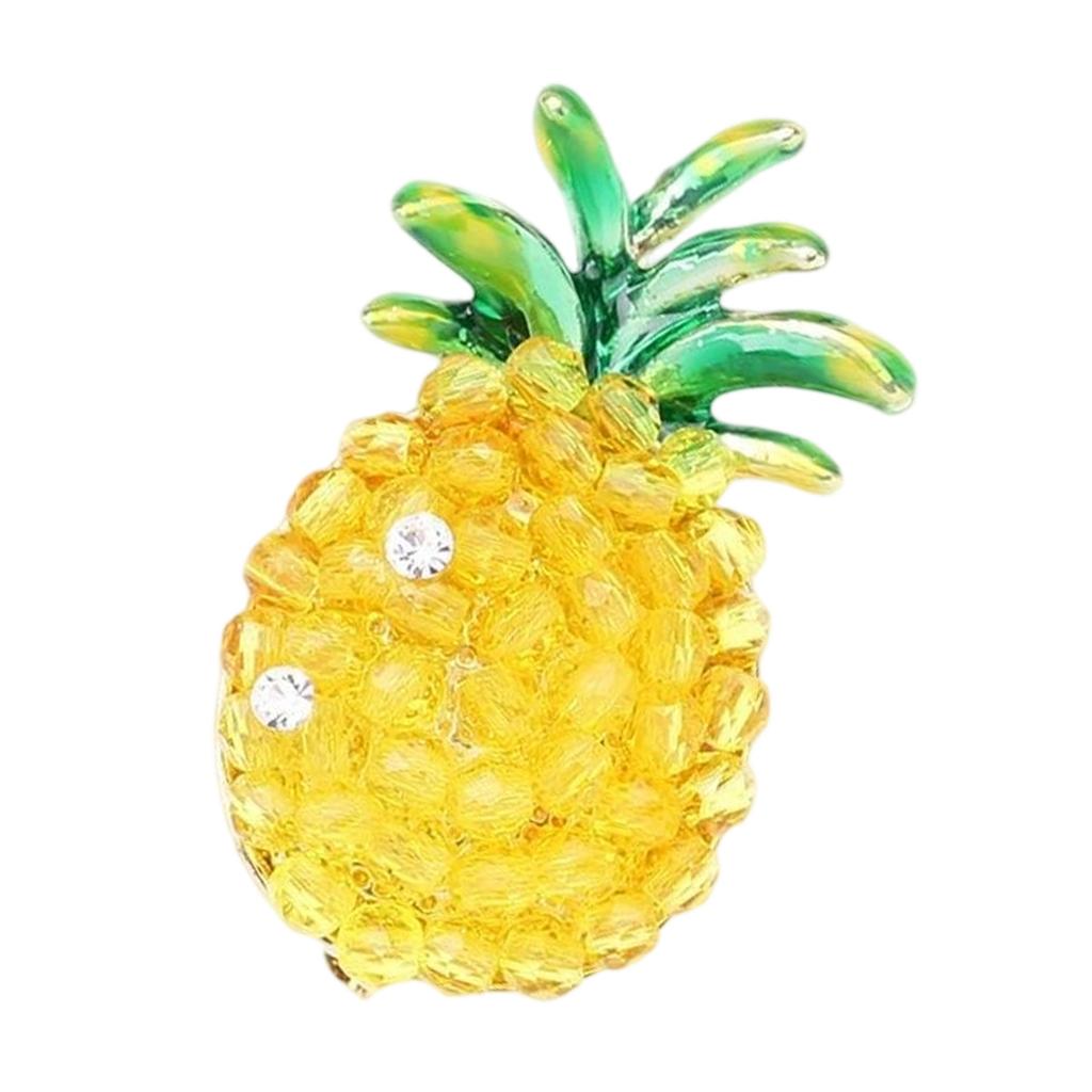 Lightweight Pineapple Brooch Featuring Crystal Decors Comfortable For Daily Wear Multi Purpose Fashion Ideal Gift