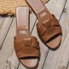 Nouvelles pantoufles tendance à fond plat grande taille pour intérieur et extérieur, pantoufles à un caractère pour femmes, croisées, couleur unie, mode, cool