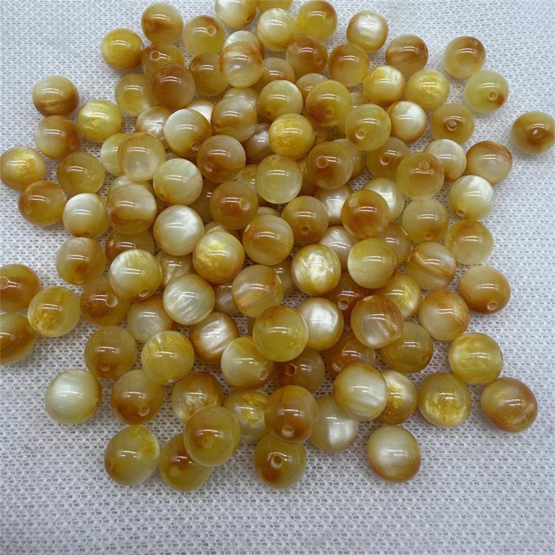 20pcs 10mm Flowing Light Dyeing Gilded Resin Beads Imitation Cat Eye Beads DIY Bracelet Beads Phone Chain Decoration