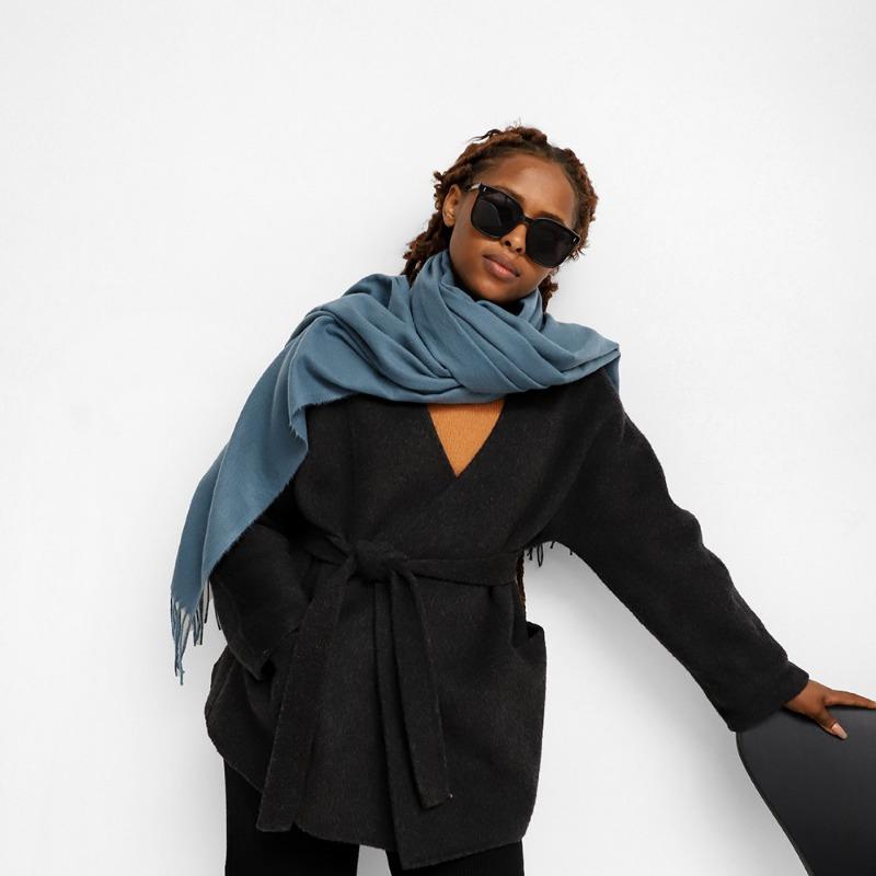 Solid color imitation cashmere scarf Ankara red shawl knitted warm scarf long shawl