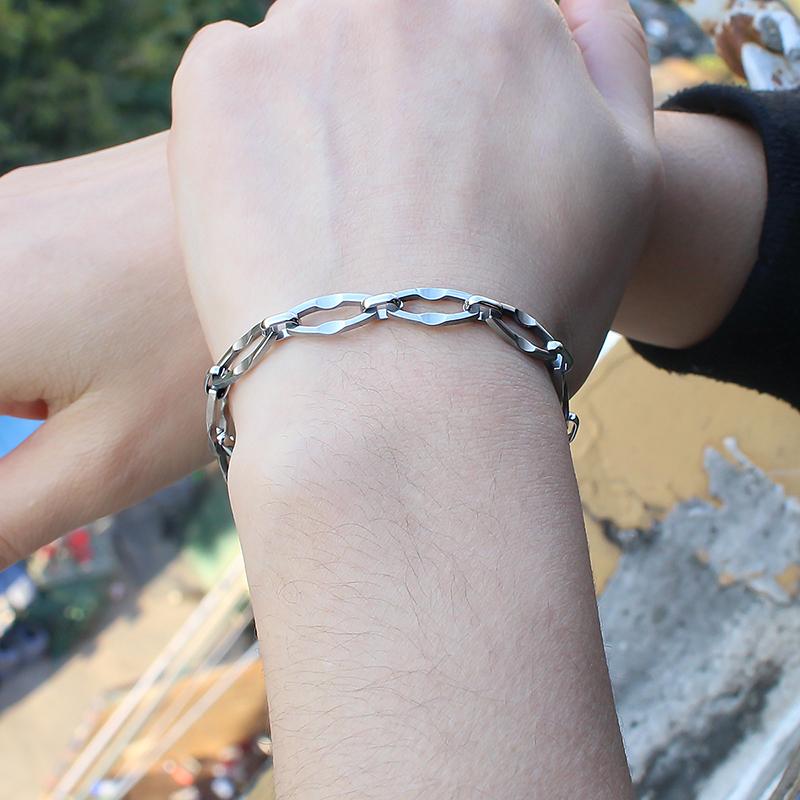 Geometric Prismatic Link Statement Bracelets Hammered Link Stainless Steel Bracelets Wristband Bangles Chain & Link Bracelets