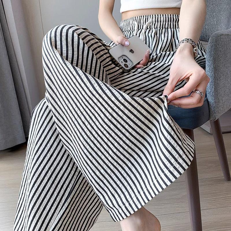 Spring 2026 Women s High-Waisted Striped Wide-Leg Pants - Slimming, Versatile, and Drapey Loose Fit L 57-63kg