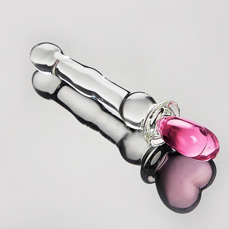 Pink Heart Glass Butt Plug Wand Sensual Sex Toy Explore Ass Play Vagina Women Man Stimulate Orgasmic Lesbian BackDoor Love Game