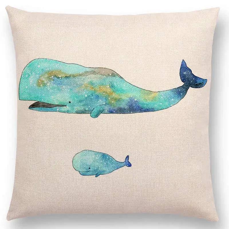 Newest Fashion Nordic Style Whale Cushion Cover Ocean Whales Home Pillow Case   Pillows Covers