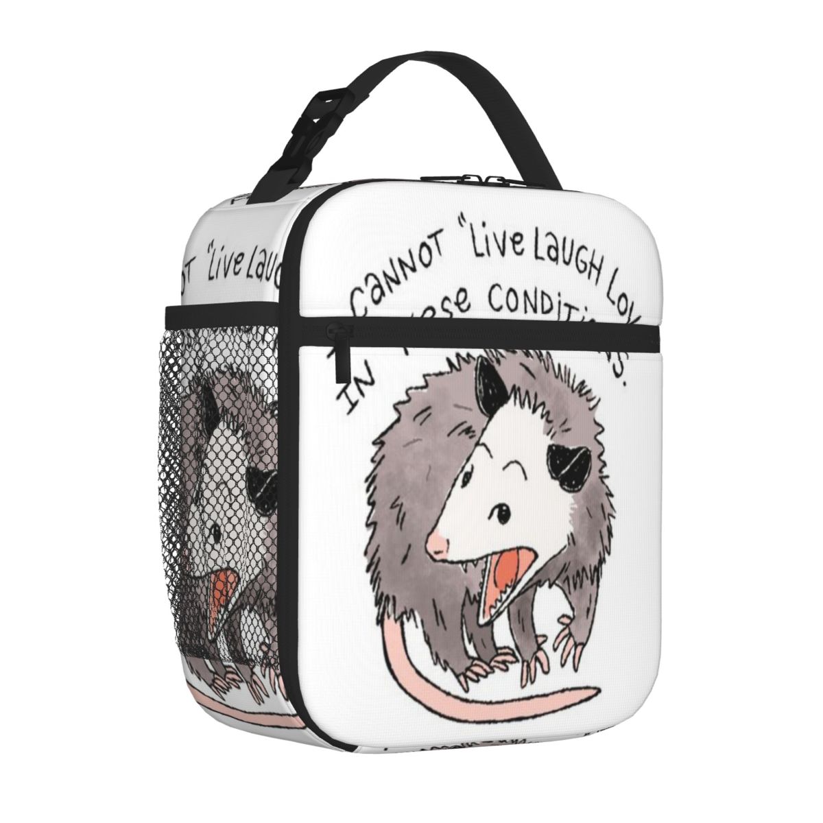 Bestselling Opossum Live Laugh Love Floral Thermal Lunch Bag Short Journey Lunch Carrier One Size