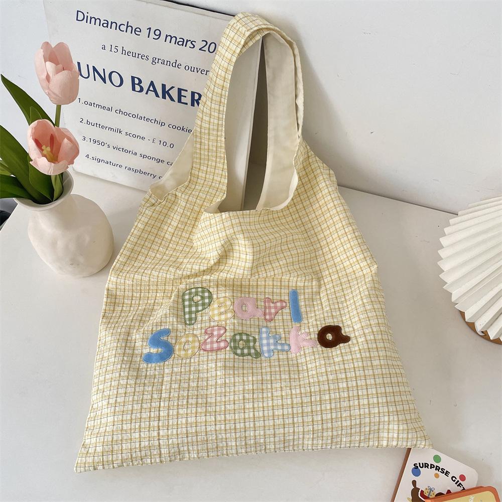 2 niche color letter embroidered plaid shoulder bag cute vest underarm bag versatile commuter women