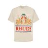T-shirt a maniche corte 23SS brand di tendenza transfrontaliero europeo e americano RHUDE stampa con lettere di pappagallo spiga di grano uomo e donna high street