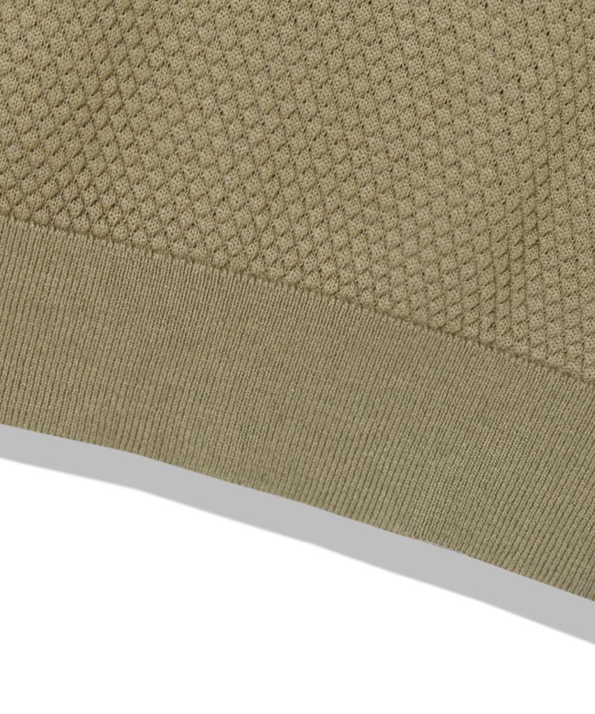 TRILLION Pineapple Henley Neck Short Sleeve Knit_Khaki