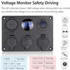 LED Rocker Switch Panel with Digital Voltmeter Dual USB Port 12V Outlet Combination Waterproof On Off Car Marine 6 in 1