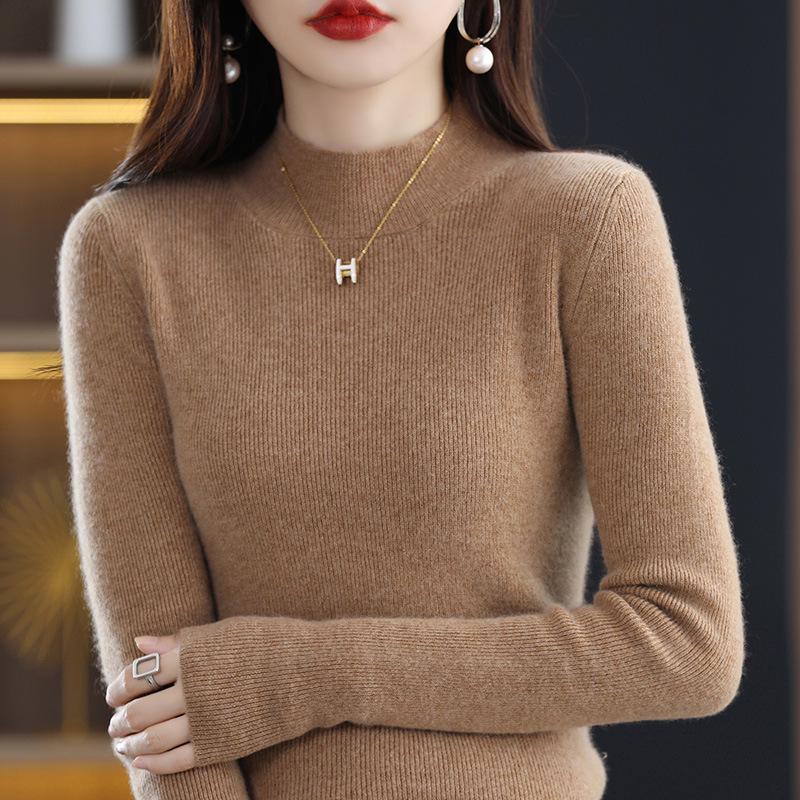 Siping Stitch Women's Half-High Collar Sweater: Autumn/Winter Slimming Knitwear