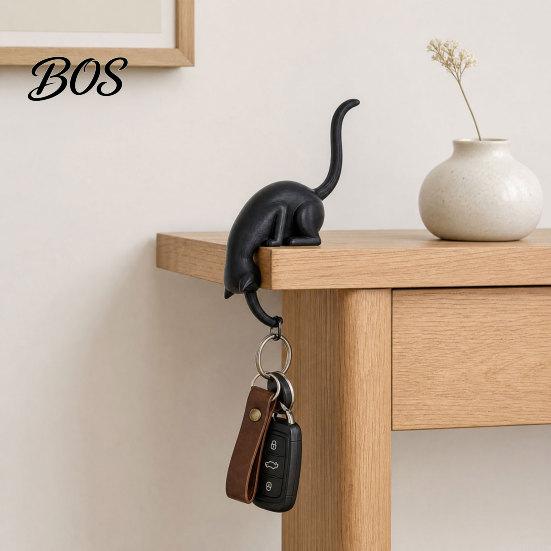 Home Decor For Cat Lovers 2Pcs 3D Printed Shaped Hook, Black And White Cute Key Hanger, Hook Decorative Ornaments for Lovers, Creative Wall