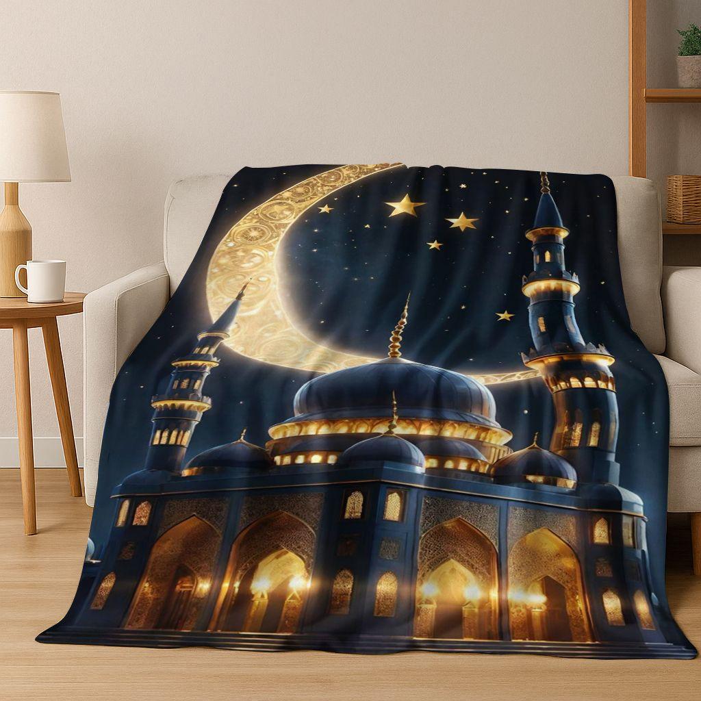 3D Islam Faith Prayer Muslim Calligraphy Flannel Blanket,Cozy Soft Throw Blanket for Home Bedroom Bed Sofa Picnic Cover Gift Kid