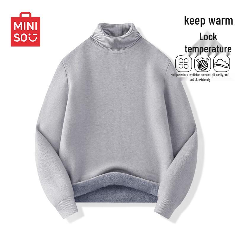 

MINISO Men s Fleece Lined Turtleneck Sweater 3XL