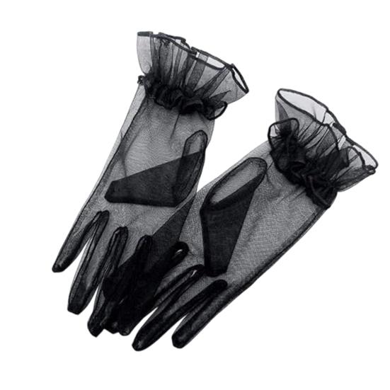 

Жіночі прозорі короткі рукавички з воланами з тюлю, ретро-стиль, весільні, для випускного, вечірні, косплею, вечірки, сценічного костюма