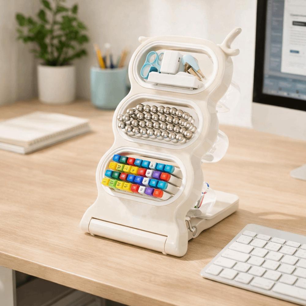 Large Capacity Desktop Storage Box Removable Folding Pencil Container Partitioned Slanted Insert Stationery Storage Box