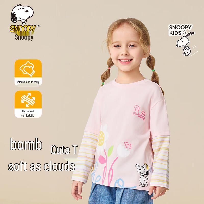 SNOOPY Girls  Long Sleeve Round Neck T-Shirt 100