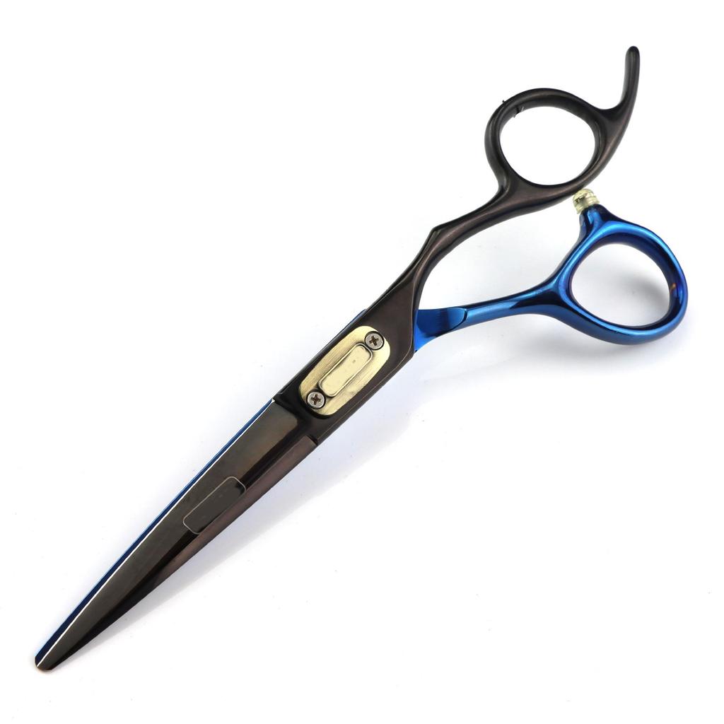 6.0-Inch FHS-11 Black Blue Hairdressing Scissors for Bangs and Barbering