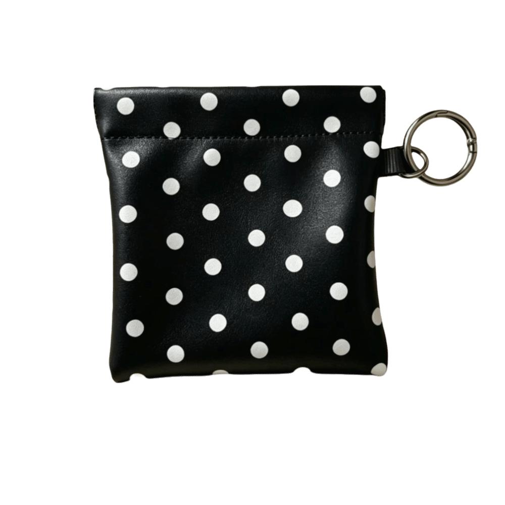 

PU Self-closing Storage Bag Automatic Closed Hanging Lipstick Pouch Polka Dot Coin Purse Unisex чорний