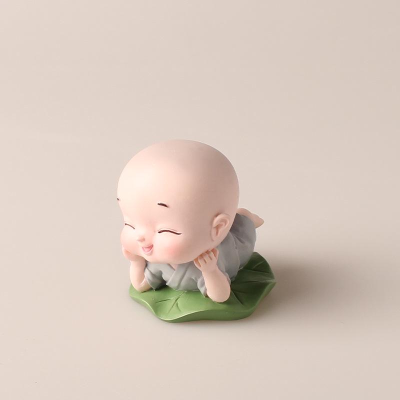 Zen Car Decor: Set of Four Shaking Head Monk Ornaments for Interior Decoration