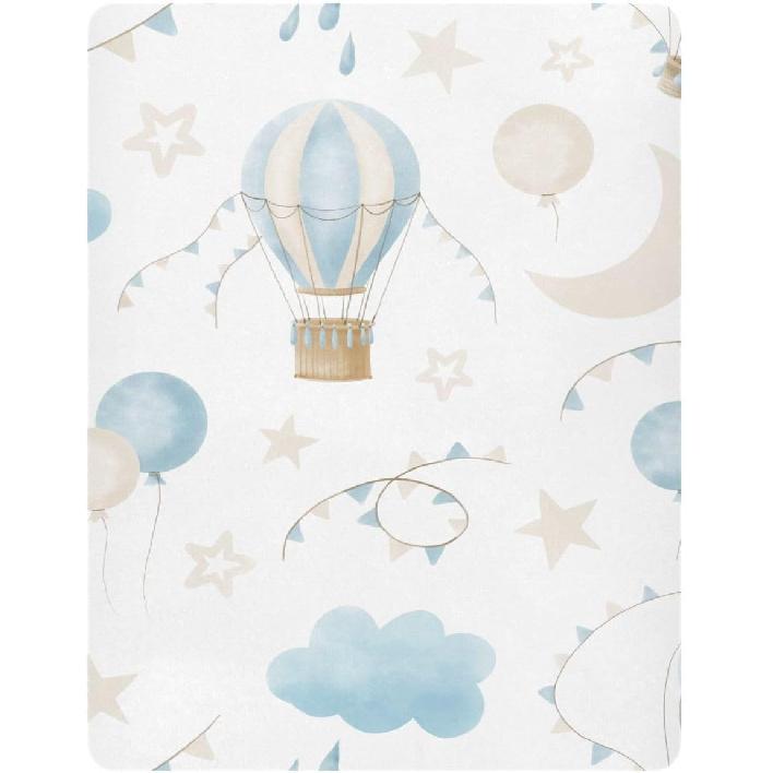 CEBUGI Stretchy Crib Sheet for Baby Boy Girl,Hot Air Balloon Portable Mini Fitted Pack N Play Playard Sheet for Neutral,Ultra Soft Material,Full