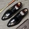 Men'S Leather Business Leather Shoes Lace-Up Low-Top Pointed Wedding Shoes Men'S Formal Single Shoes