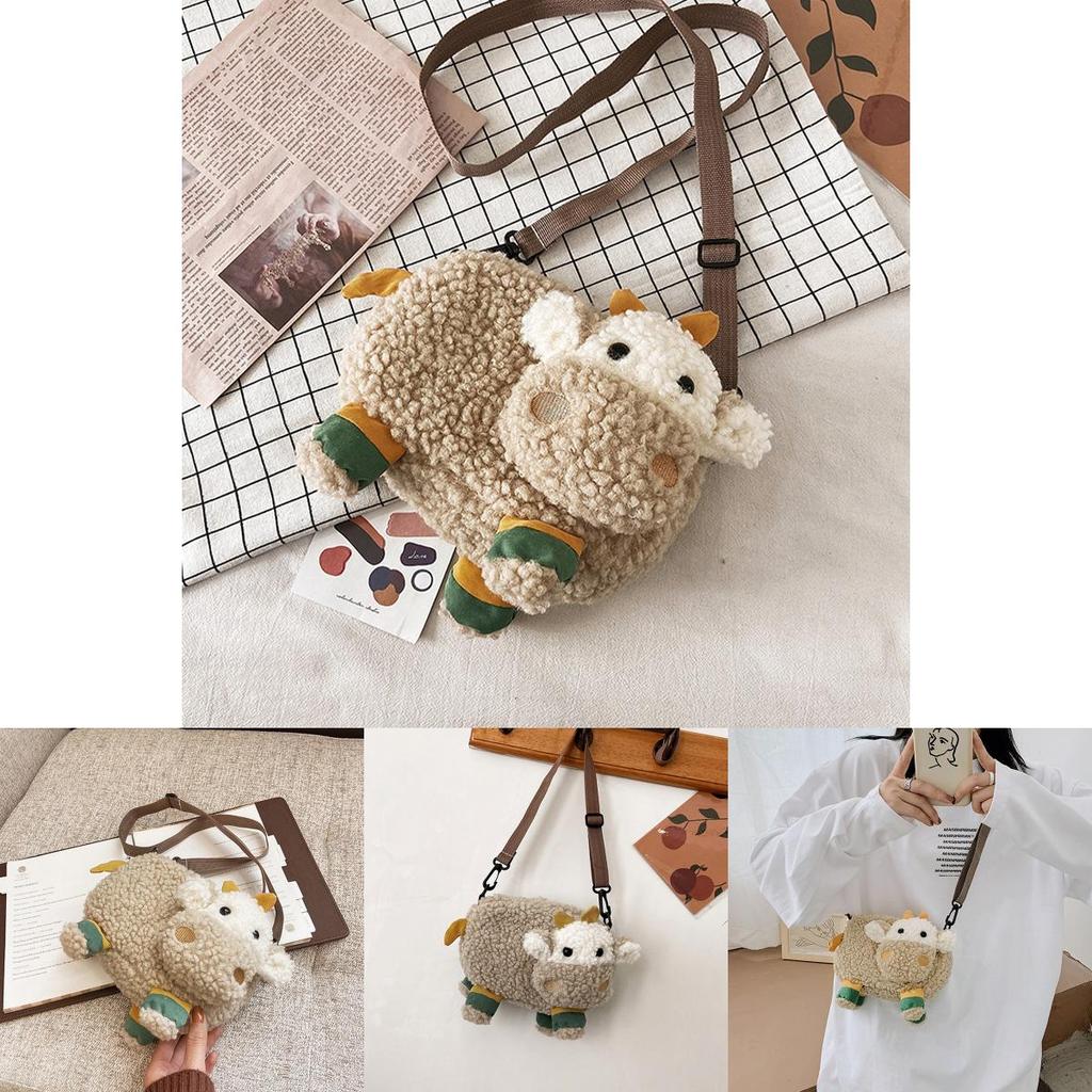 New Ins Cartoon Lamb Plush Shoulder Bag For Women