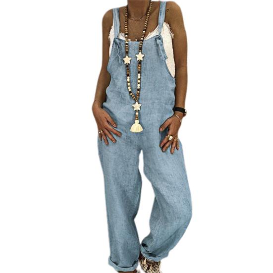 Combinaison pour femmes, couleur unie, réglable, Streetwear, pantalon Long, sans manches, col carré, barboteuse pour usage quotidien