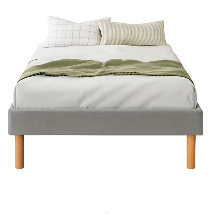 Mina - Solide et Confortable Sommier Tapissier gris Pieds en 20 cm pour matelas en 100x200 - 13 Lattes - Montage