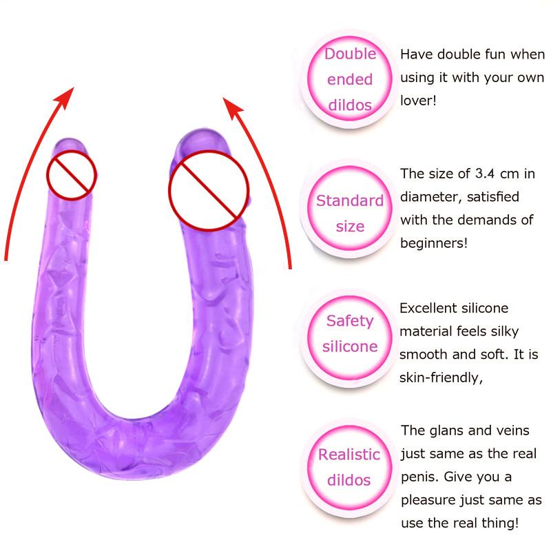 Double Head Dildos Realistic Penis Flexible Soft Crystal Jelly Sex Toys for Women G-spot Anal Stimulator
