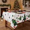 Disposable Christmas Plastic Tablecloth Snowman Tree Print Waterproof Oil Proof for Restaurant Holiday Dinner Decorations