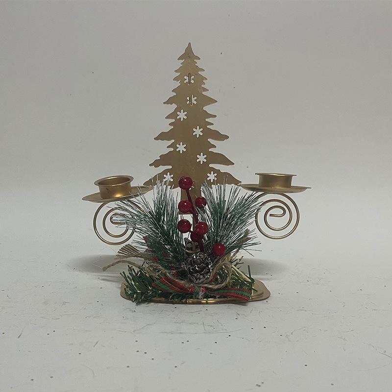 

1 шт. Рождественский золотой железный подсвечник олененок снежинка пятиконечная звезда двойной подсвечник настольные украшения для окна D