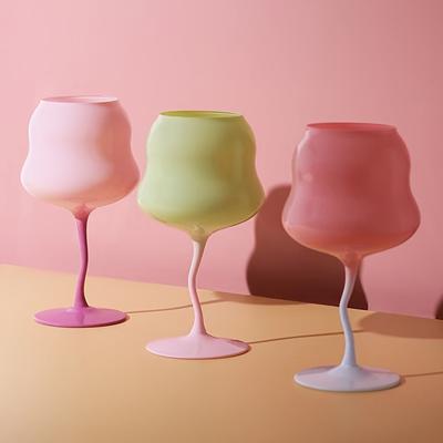 1pcc Macaroon Highball Glass Retro Cute Red Wine Glass Goblet Upscale Creative Glass Champagne Cocktail Glass Stemmed Water Glasses Summer Drinkware T