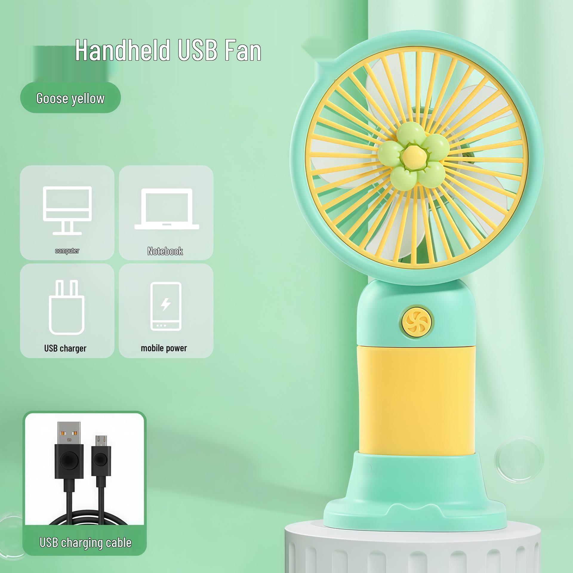 

Portable USB Handheld Mini Fan - Quiet, Strong Wind Ideal for Office, Students, Dorms, and Kids Color Variation
