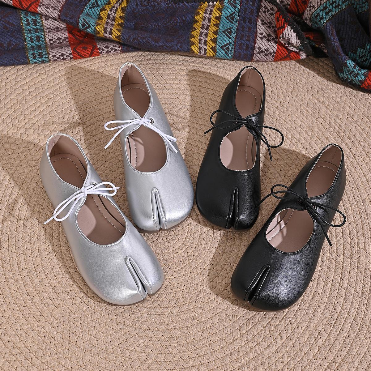 Fashion Shoes Cswo01 Women's Soft Leather Split Toe Tabi Ballet Flats Spring Autumn Comfortable Walking Lazy Loafers Casual Girls Dance Shoes Cm