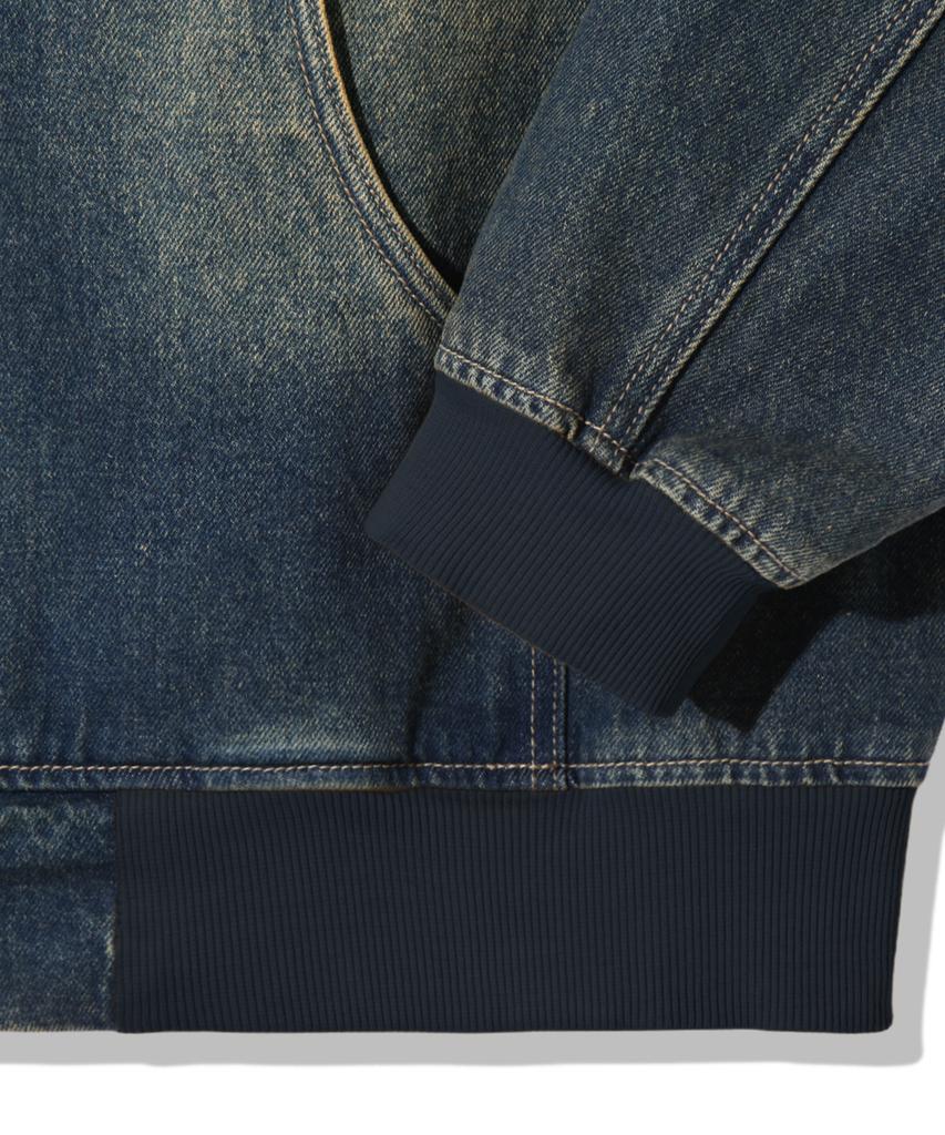 Trillion Vintage Washed Denim Work Hoodie Zip-Up_Vintage Blue