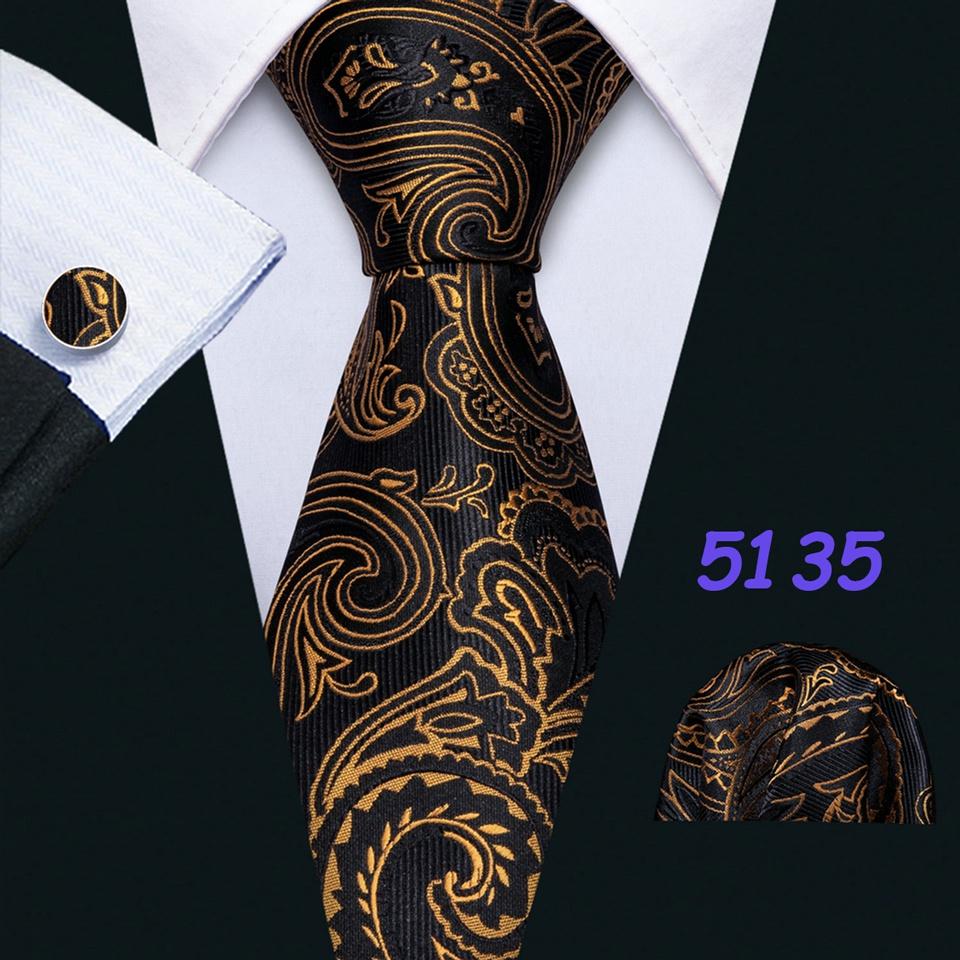 Men's Luxury Jacquard Silk Necktie Handkerchief Cufflinks Boutonniere with Gift Box for Wedding Party Dating