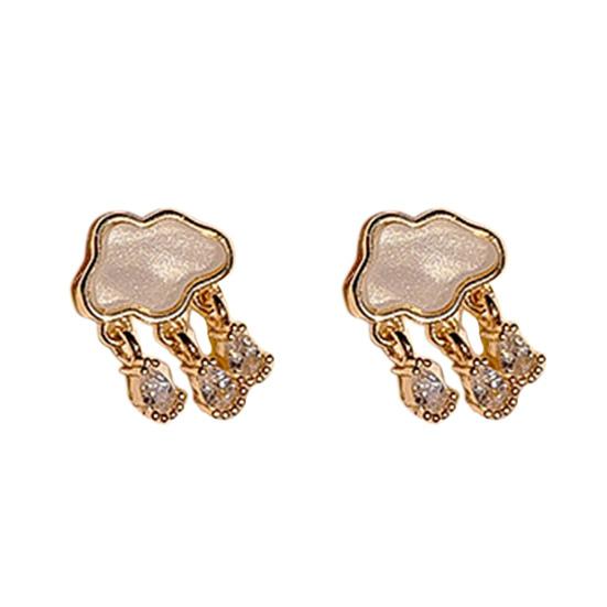 1 Paar Wolkenform Strasssteine Piercing Damen Ohrringe Herz Imitationsperlen Hänger