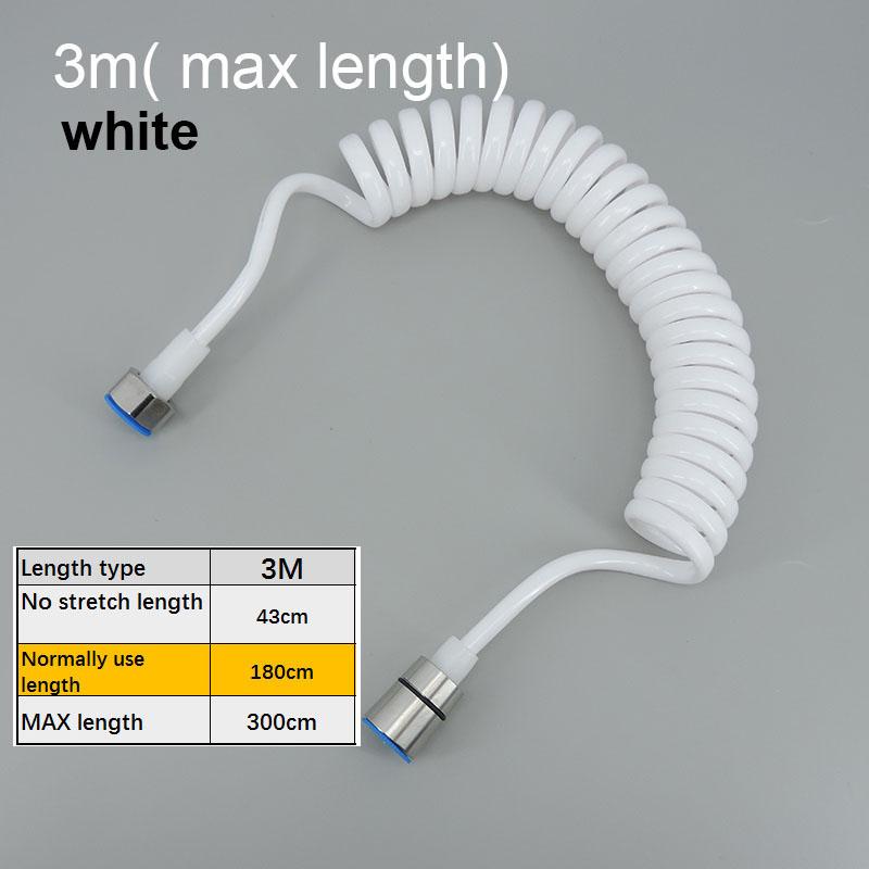 3meter Max Length Black White Soft Flexible Spring Shower Head Telephone Water Tube Hose Pipe for Toilet Bidet Sprayer Bathroom