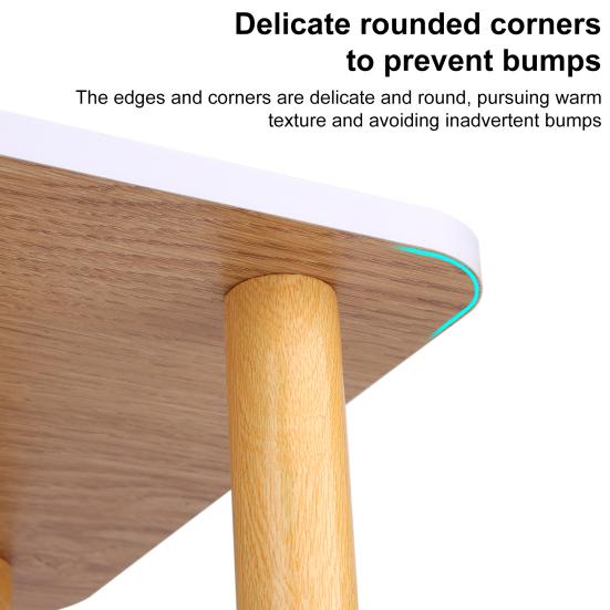 End Table Rectangle Side Table Wood Night Stand with 2-Tier Storage Shelf Living Room Small Coffee Table Wood Finish Bedside Table