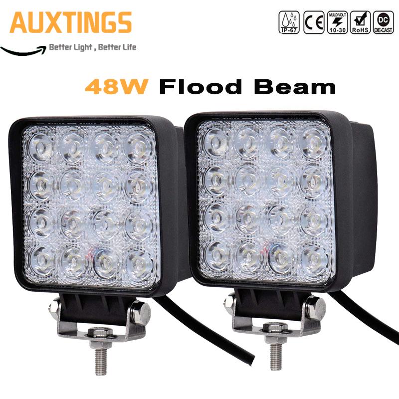 Buy 4 Inch 48W Square LED Work Light Flood Beam Off Road Driving Light ...