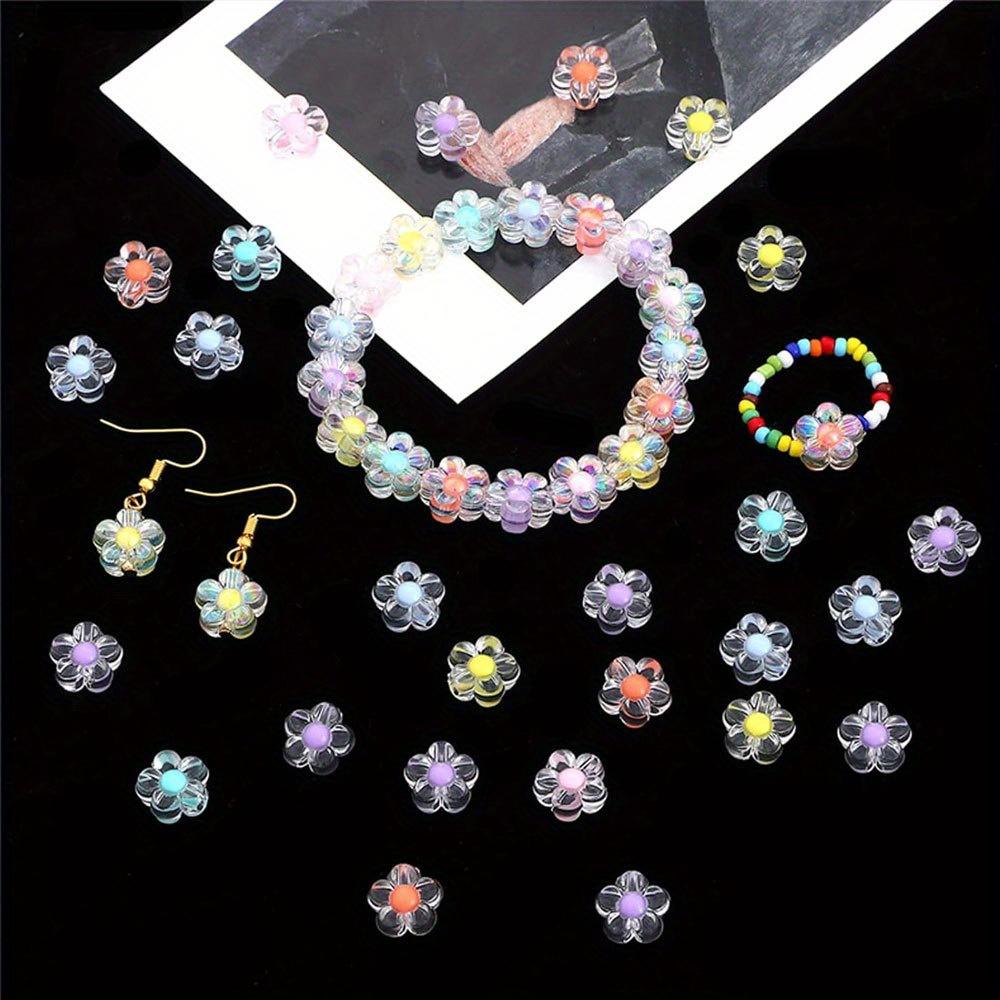 60/120pcs Acrylic Material Flower Style AB Color Illusion Decorative Beads DIY Bracelet Necklace Earrings Keychain Foot Chain