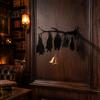 Festival Gift for Halloween Hanging Wall Decor, Matte Black Dead Branch Bat Silhouette Ornament Festive Entrance Bell with Metal Bell, Easy
