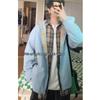 Herren Retro Gitter-Patchwork Jacke - Frühling/Herbst, Amerikanischer Reverskragen, Ohne Kapuze, Partnerlook