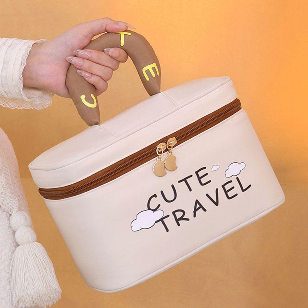 Portable Travel Makeup Bag with Handle Toiletry Pouch Versatile Cosmetic Bags School Supplies