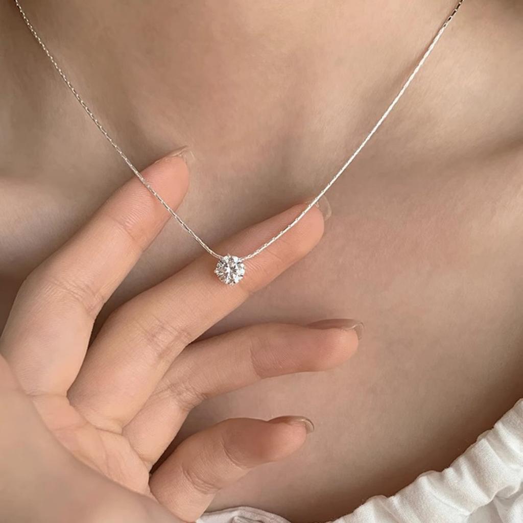 925 Silver Necklace for Women Double Layer Zircon Star Moon Pendant Necklace Delicate Chain Charm Elegant Fashion Jewelry Gifts