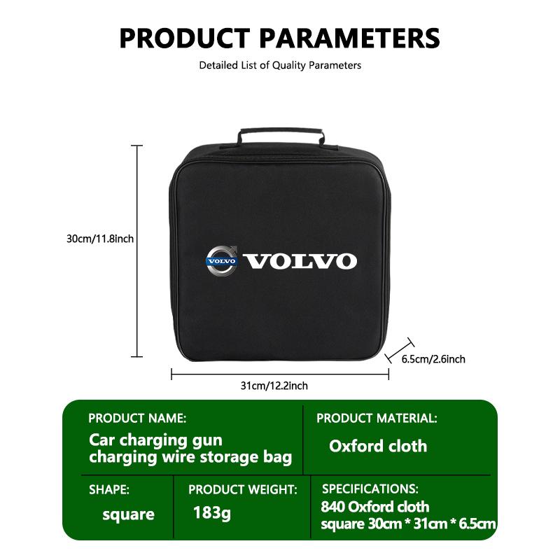 Charge Cables Fire Retardant Waterproof Equipment Storage Bag For Volvo Xc60 Xc90 V40 V60 S60 V50 V90 S80 C40 XC40 V70 XC70 C30 PY9